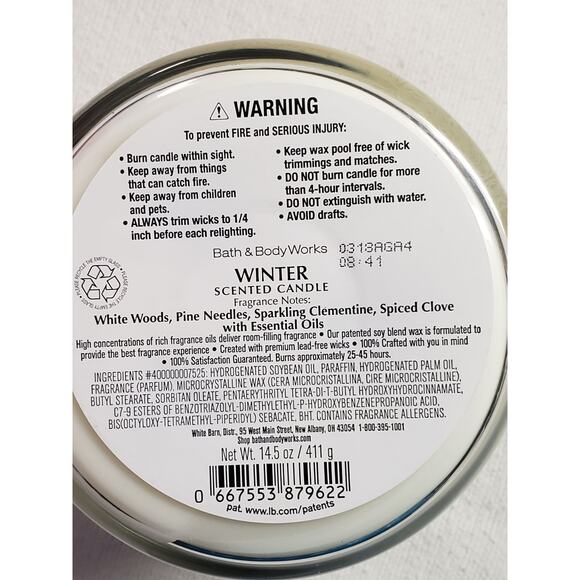 BBW Winter Large 3 Wick Candle Holiday Home Fragrance Decor - Picture 2 of 2